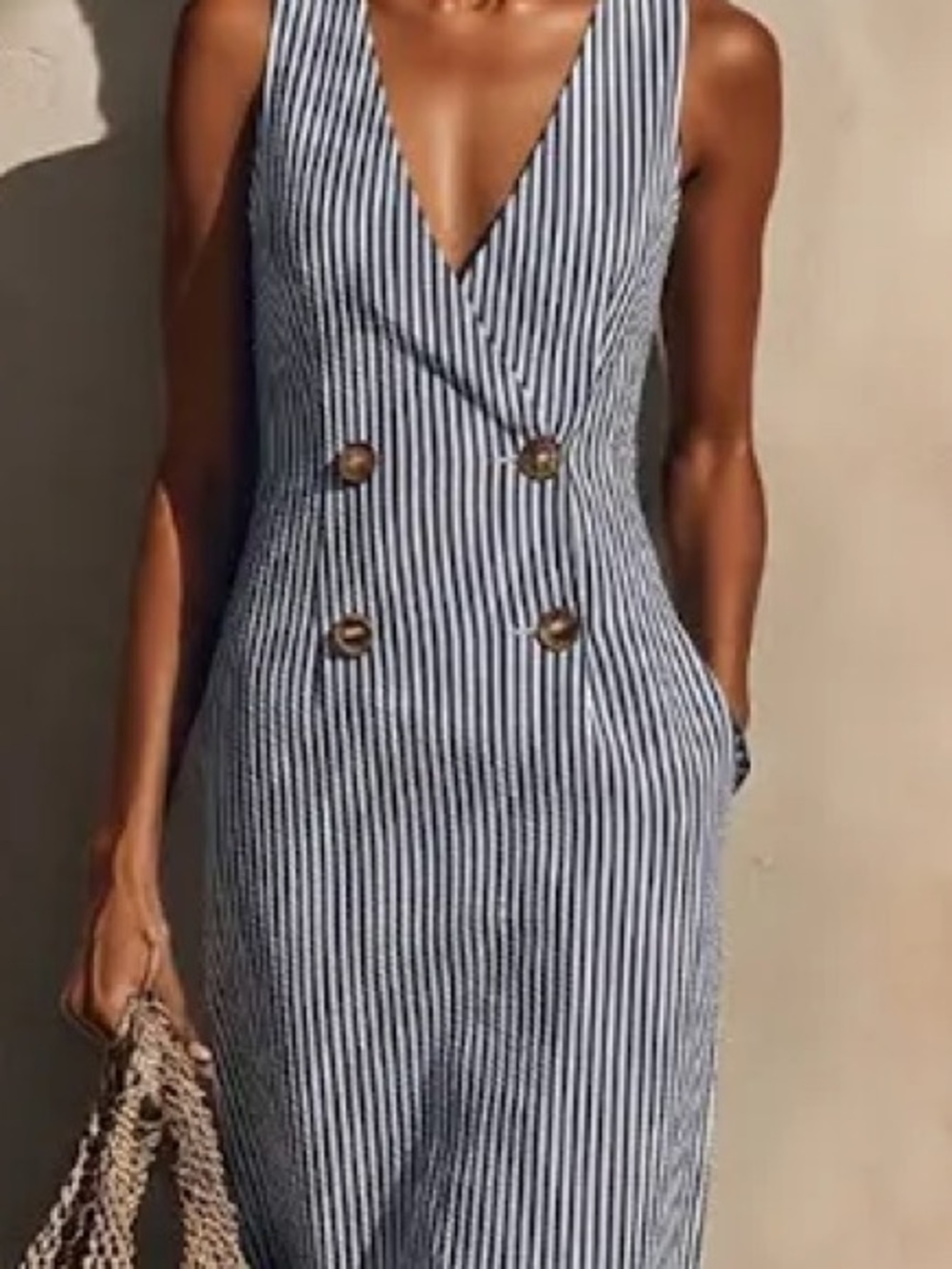 Linen Striped Classy ModeSees Brand Dress for the Elegant Coastal Woman